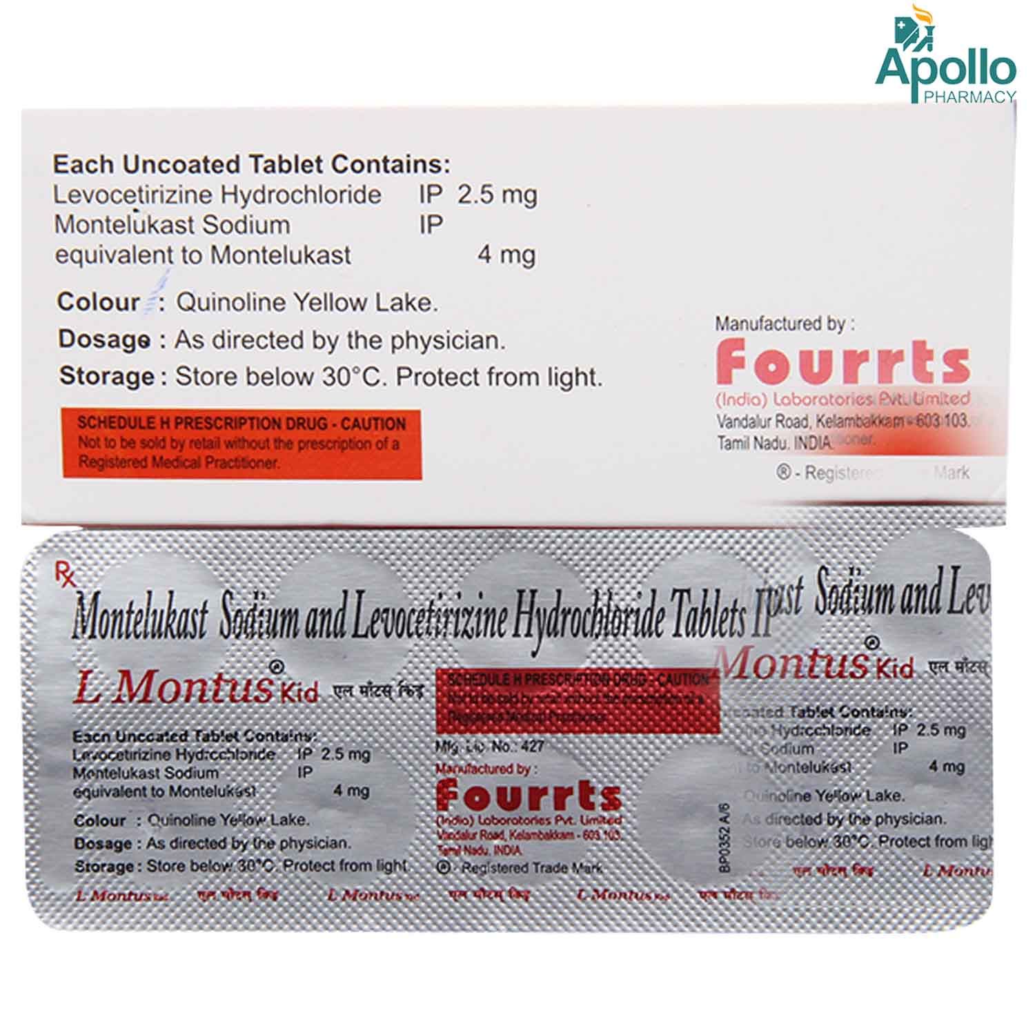L Montus Kid Tablet 10's Price, Uses, Side Effects, Composition