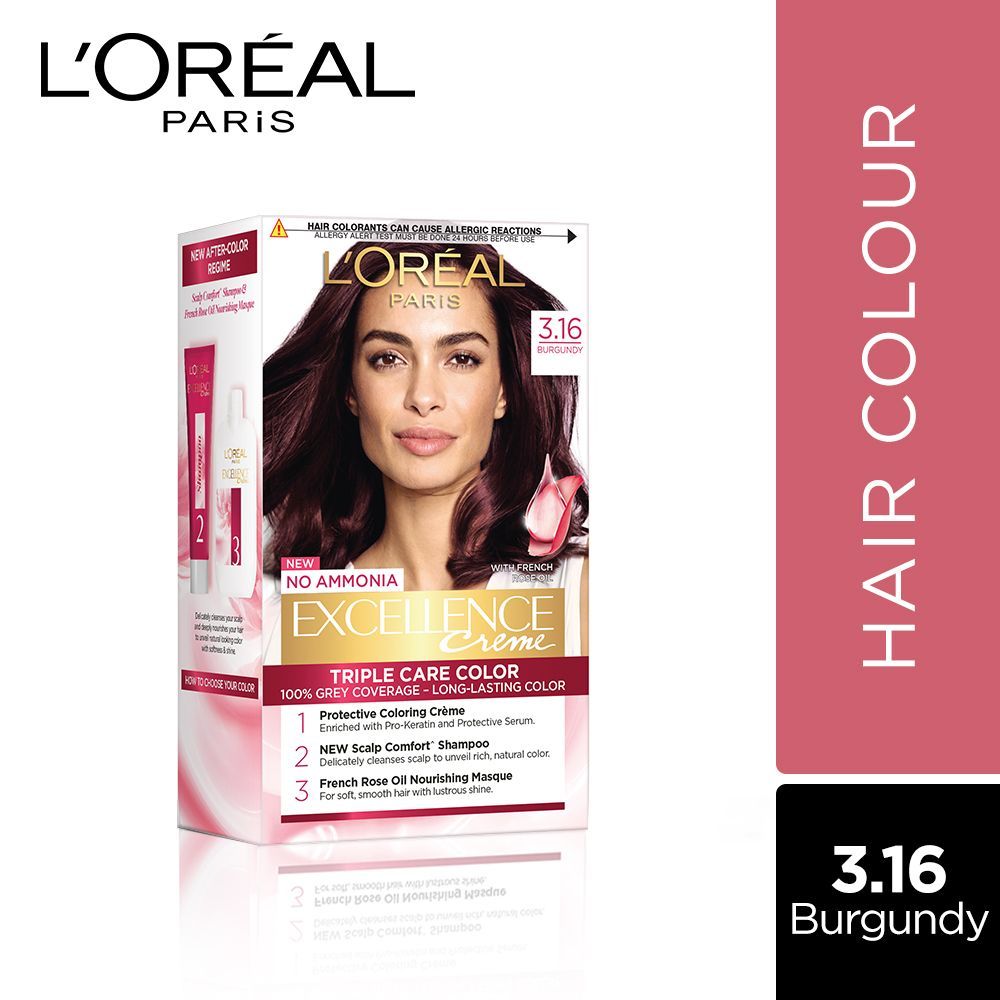 L'Oreal Paris Excellence Creme Hair Color,  Burgundy, 72 ml+100 gm  Price, Uses, Side Effects, Composition - Apollo Pharmacy