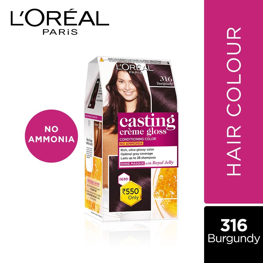 L'Oreal Paris Casting Creme Gloss Hair Color, 316 Burgundy, +72ml Price,  Uses, Side Effects, Composition - Apollo Pharmacy