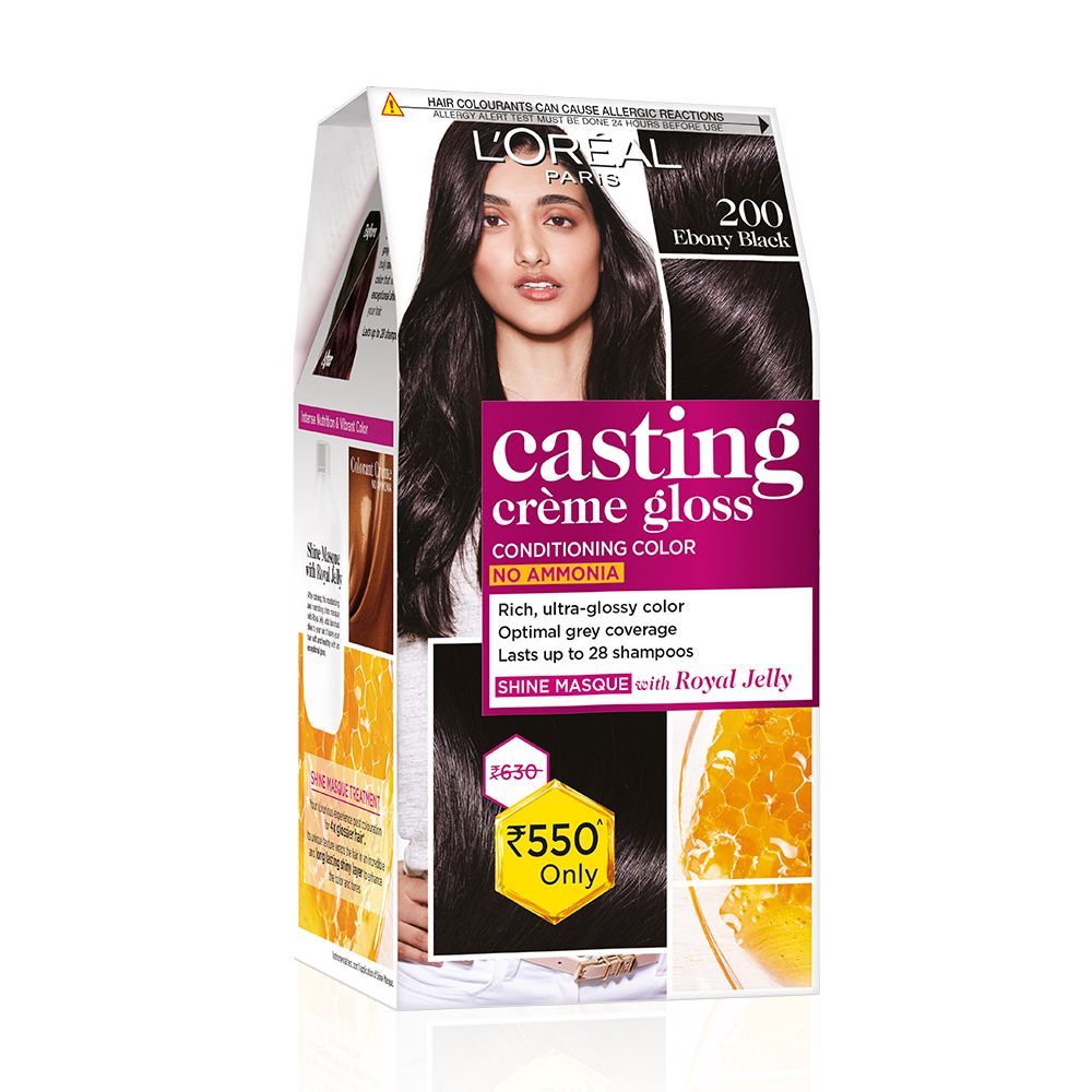 L'Oreal Paris Casting Creme Gloss Hair Color 200 Ebony Black, 1 Kit Price,  Uses, Side Effects, Composition - Apollo Pharmacy