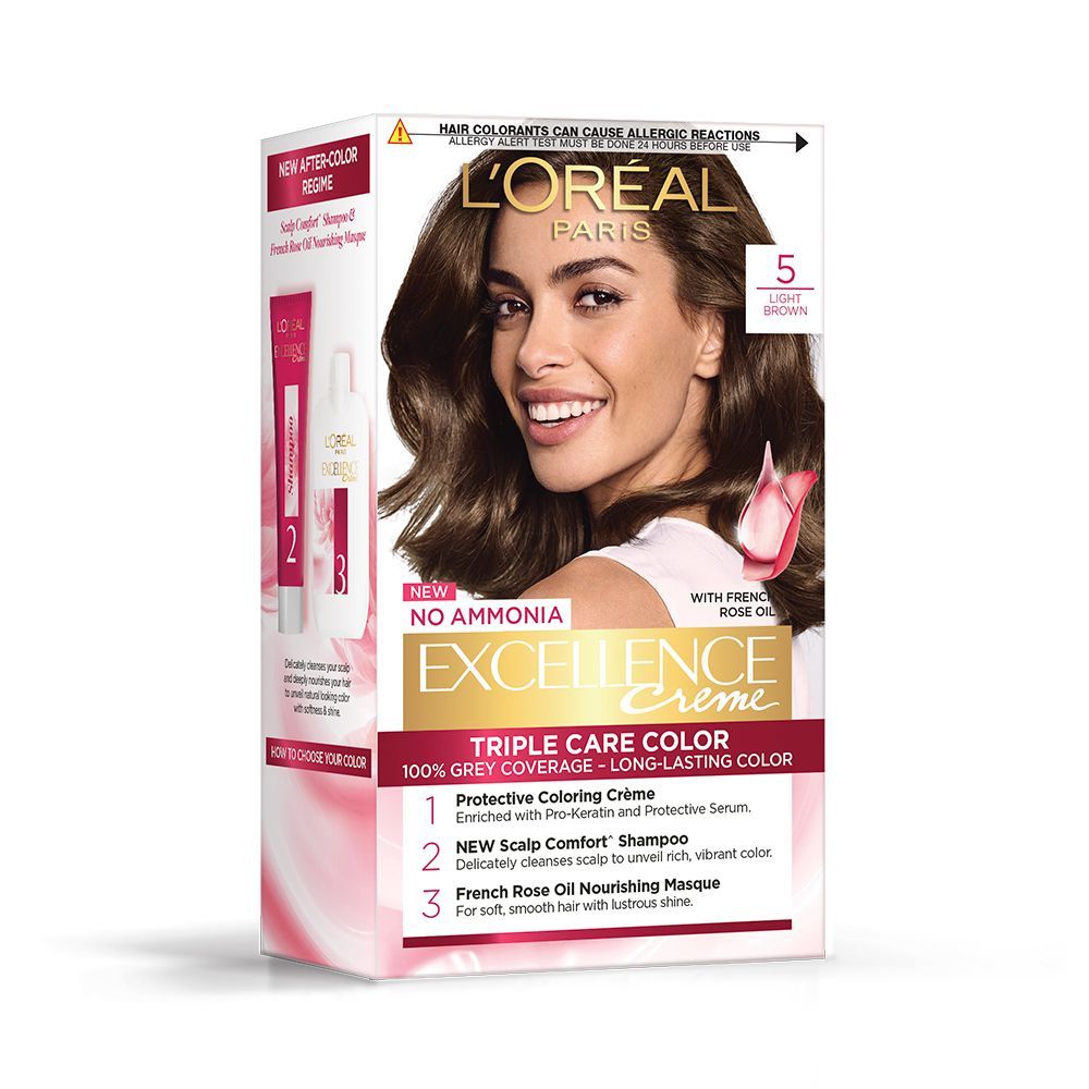 L'Oreal Paris Excellence Light Brown Creme Hair Color, 1 Kit Price, Uses,  Side Effects, Composition - Apollo Pharmacy