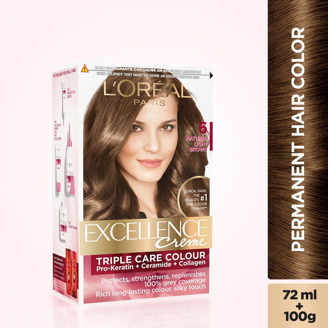 Buy L'Oreal Paris Excellence Creme Hair Color, 6 Natural Light Brown, 72ml+100g Online