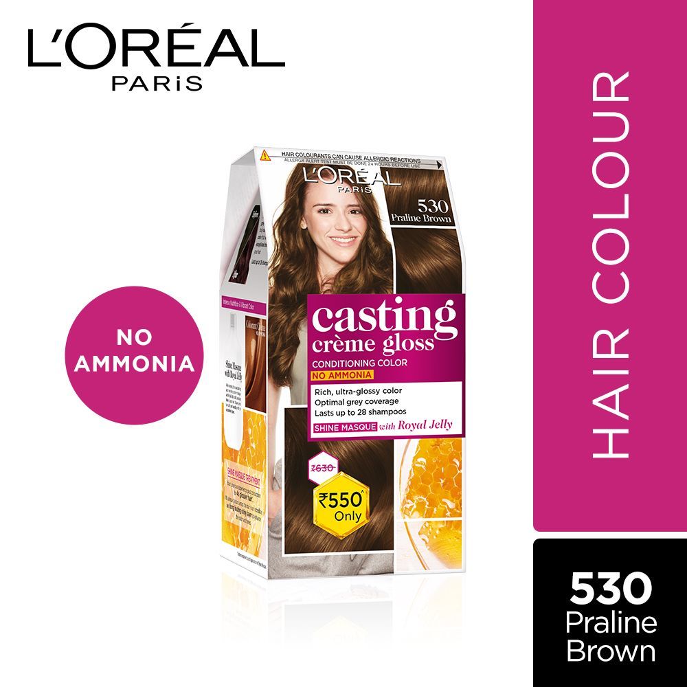 L'Oreal Paris Casting Creme Gloss Hair Color, 530 Praline Brown, 1 Kit  Price, Uses, Side Effects, Composition - Apollo Pharmacy