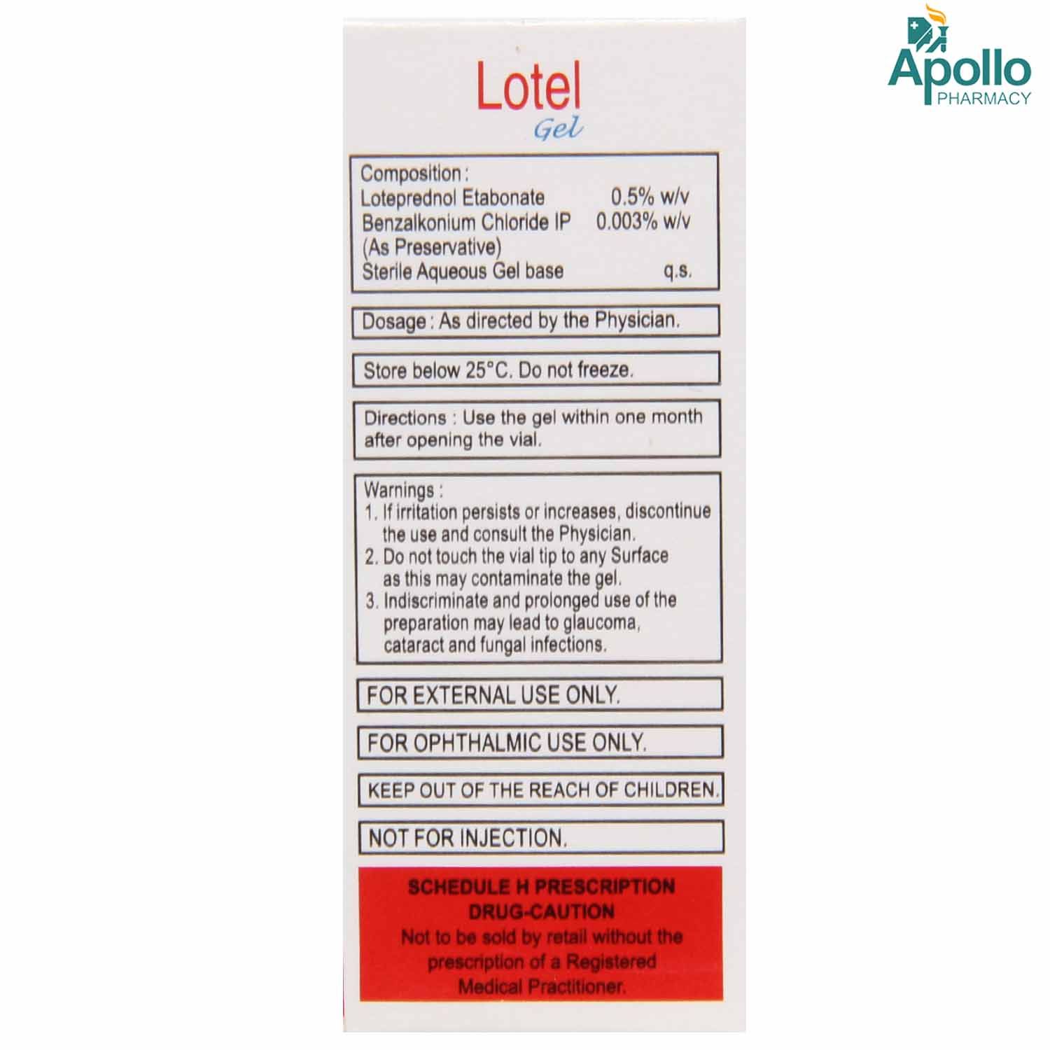 Lotel Eye Gel 5 ml Price, Uses, Side Effects, Composition Apollo Pharmacy