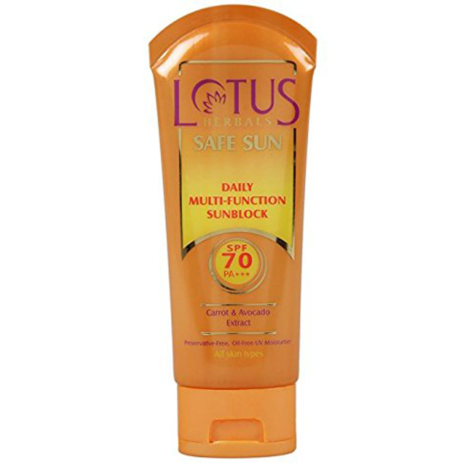 Lotus Herbals Safe Sun Daily Multi-Function SunBlock Cream SPF 70 PA+++, 60 gm, Pack of 1 