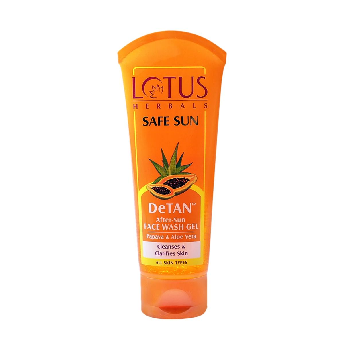Lotus Herbals Safe Sun DeTan After-Sun Papaya & Aloe Vera Face Wash Gel, 100 gm, Pack of 1 