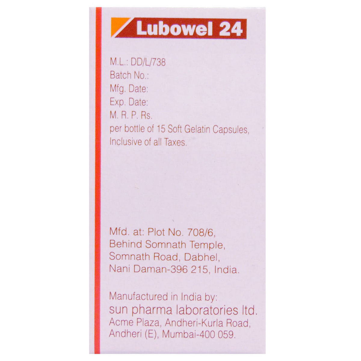 Lubowel 24 Capsule 15's, Pack of 1 CAPSULE