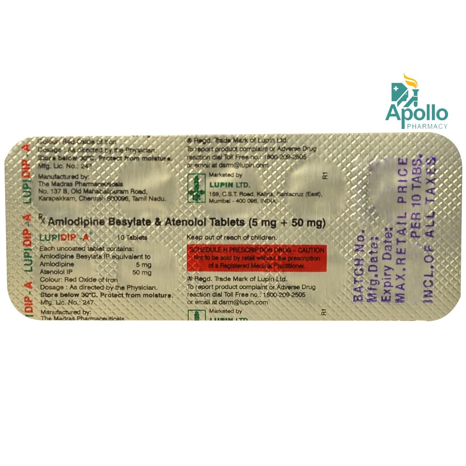 Lupidip A Tablet 10's Price, Uses, Side Effects, Composition - Apollo ...