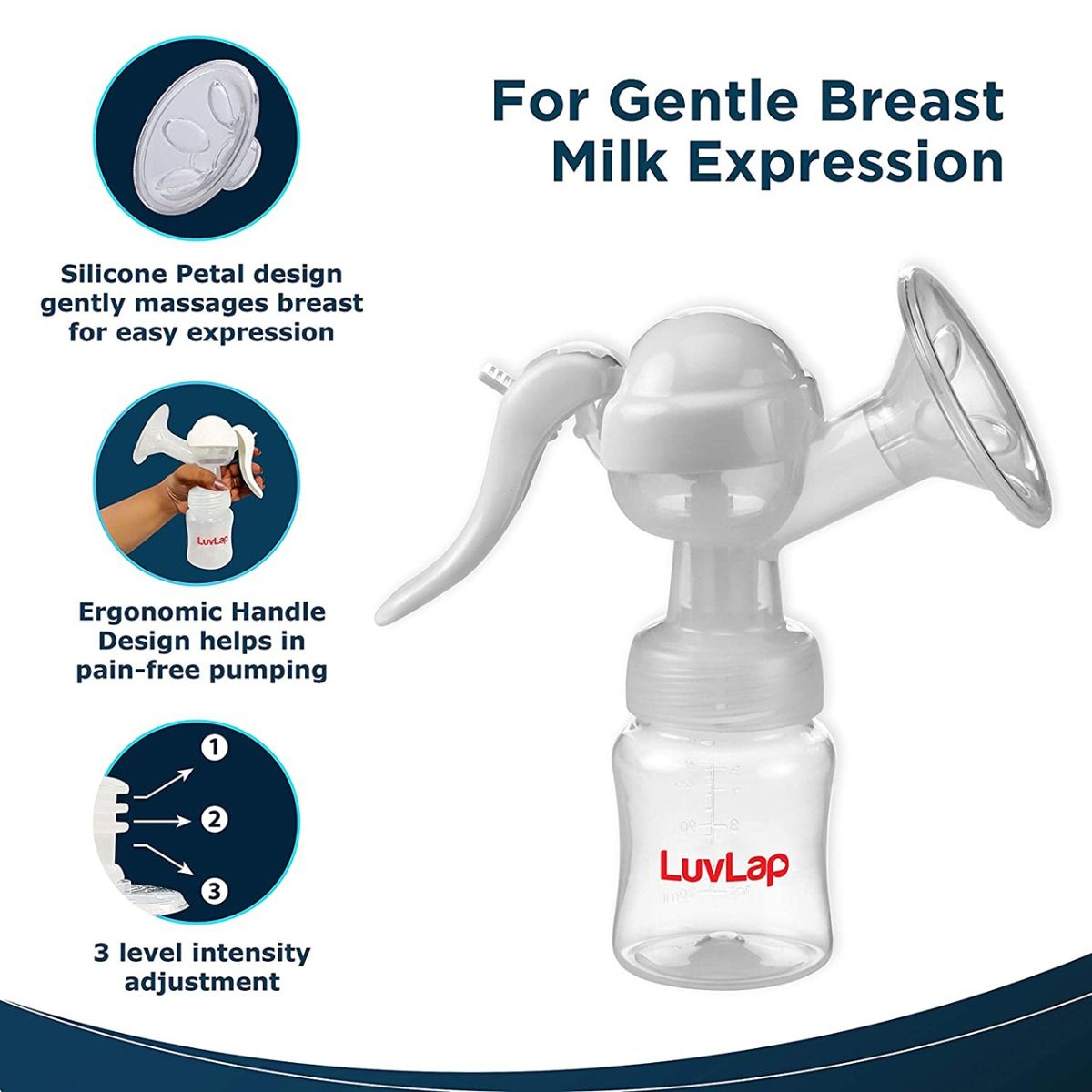 LuvLap Manual Breast Pump, 1 Count, Pack of 1 