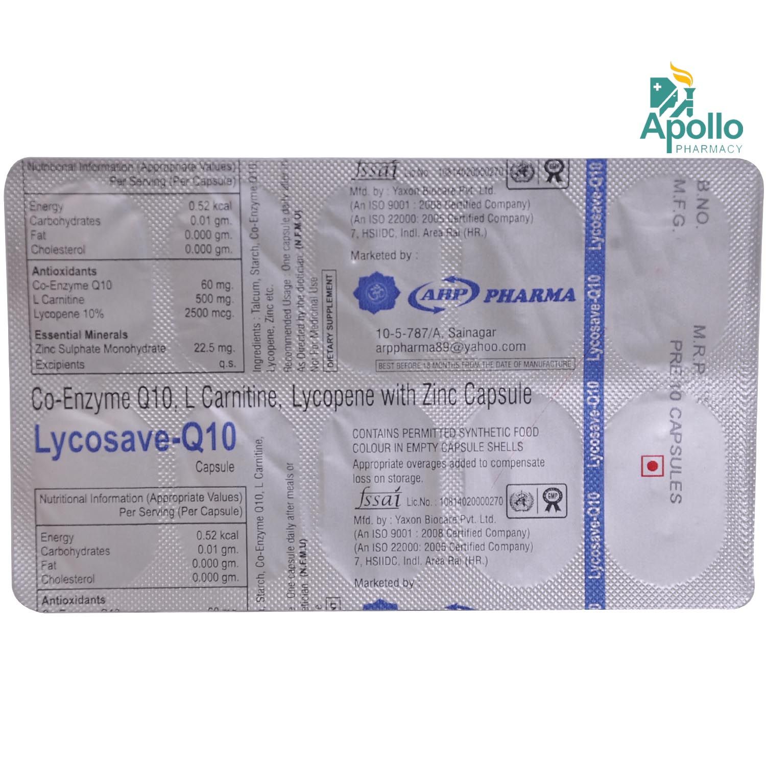 Lycosave-Q10 Capsule 10's, Pack of 10 S