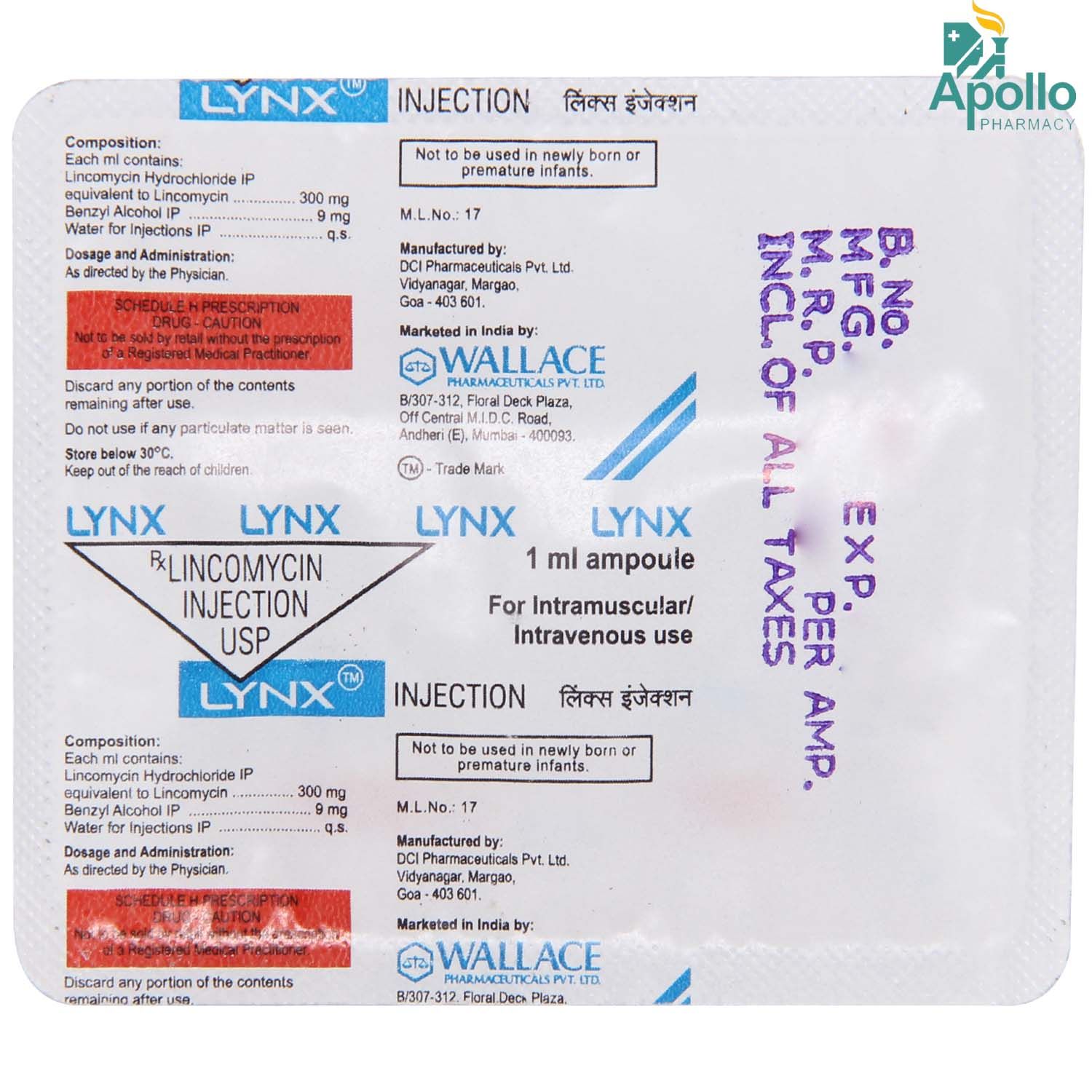 LYNX 300MG INJECTION 1ML Price, Uses, Side Effects, Composition