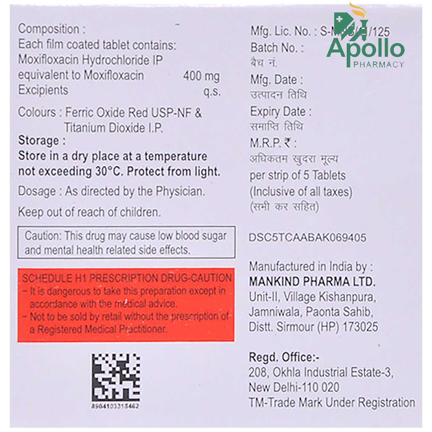 Mahaflox-400 Tablet 5's Price, Uses, Side Effects, Composition - Apollo