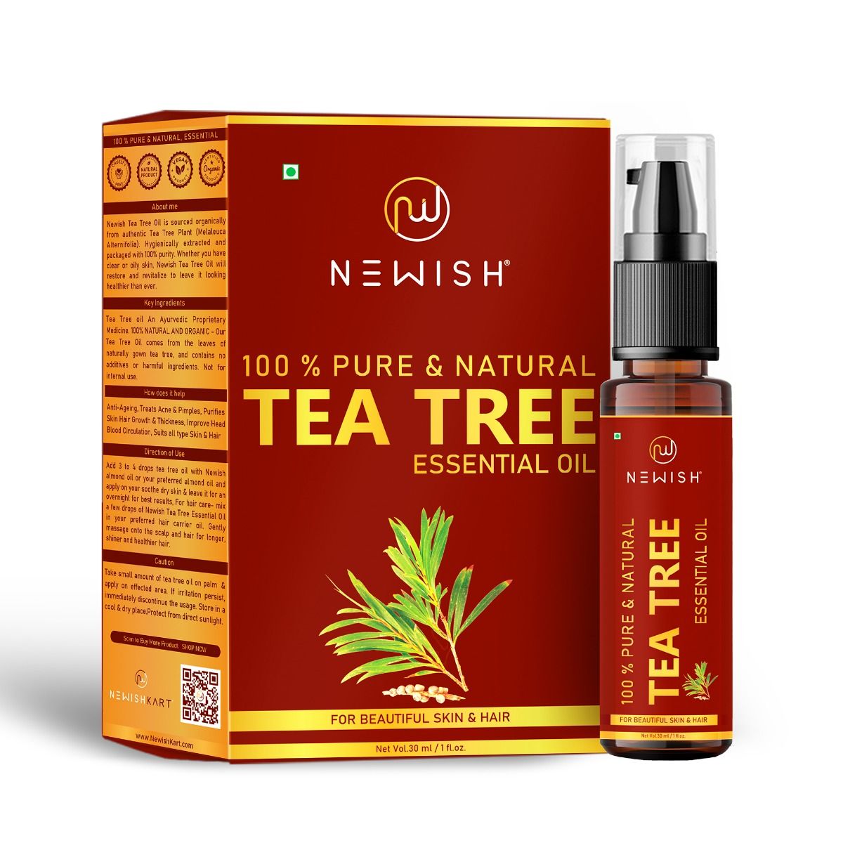 Buy Newish Tea Tree 100% Pure & Natural Essential Oil, 30 ml Online