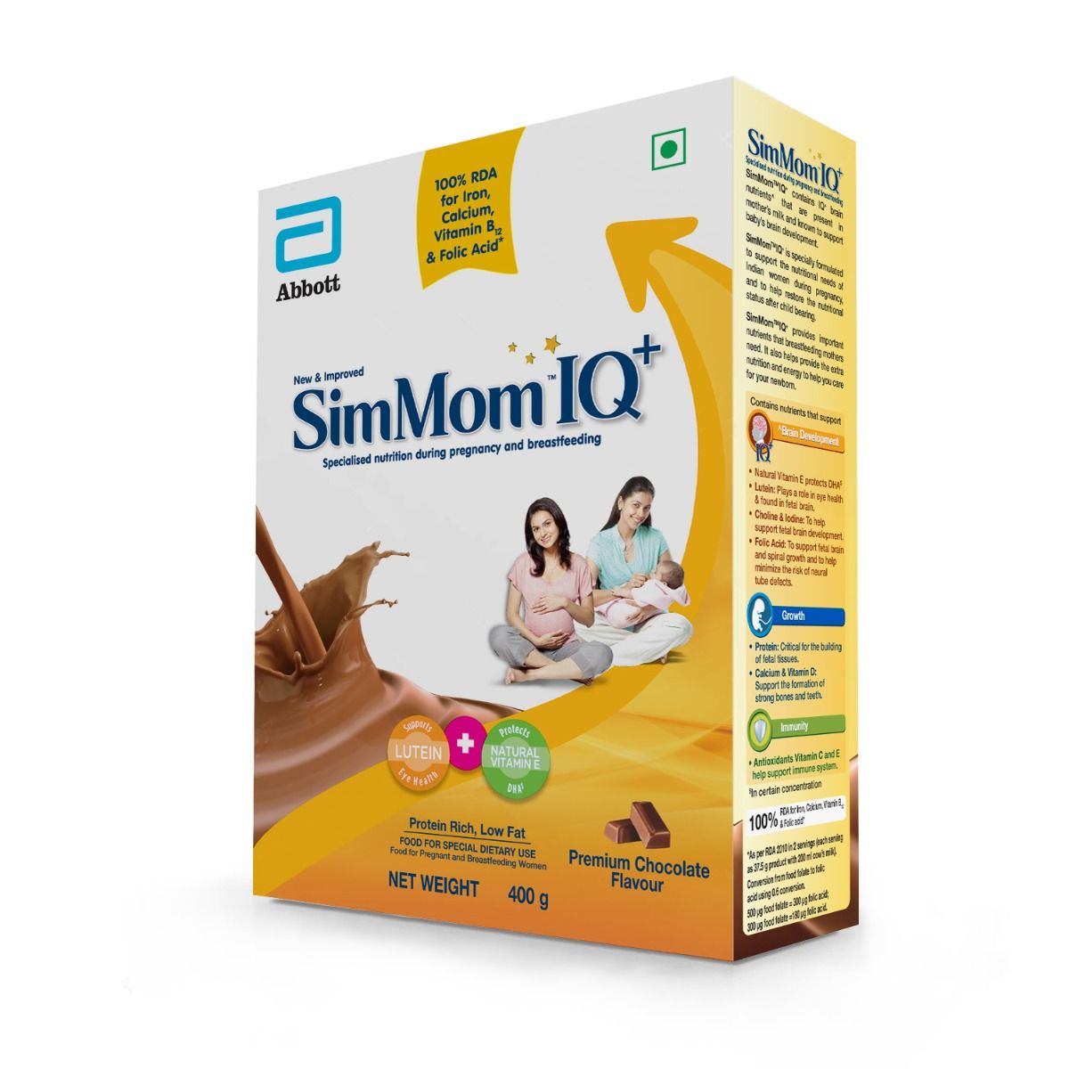 Simmom IQ+ Premium Chocolate Flavour Powder, 400 gm Refill Pack, Pack of 1 