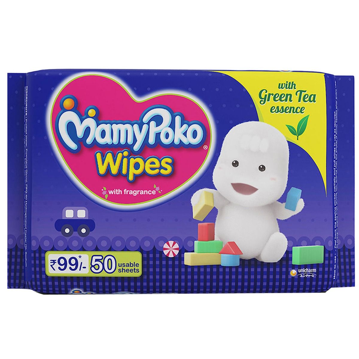 MamyPoko Wipes With Green Tea Essence, 50 Count, Pack of 1 