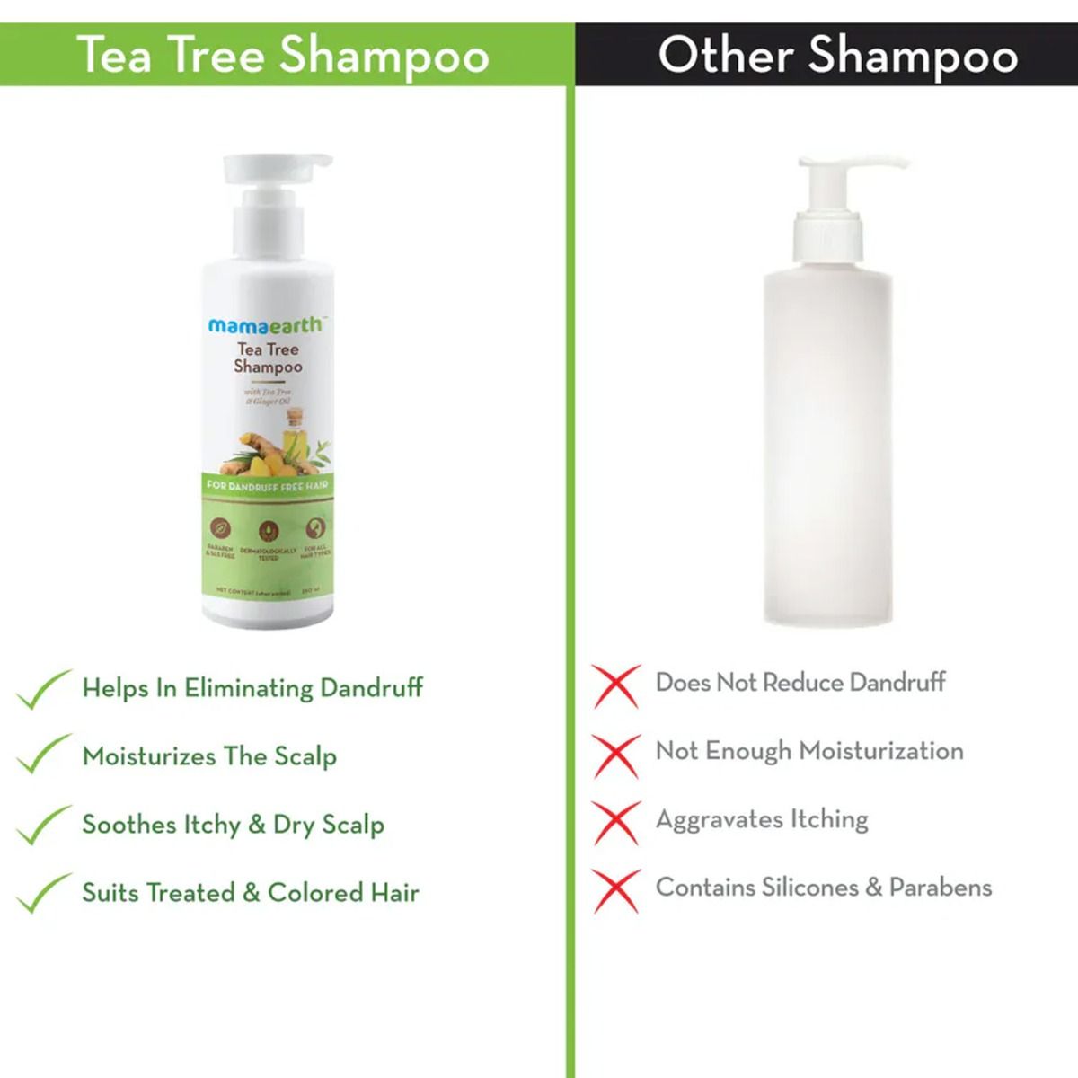 Mamaearth Tea Tree & Ginger Oil Shampoo, 250 ml, Pack of 1 