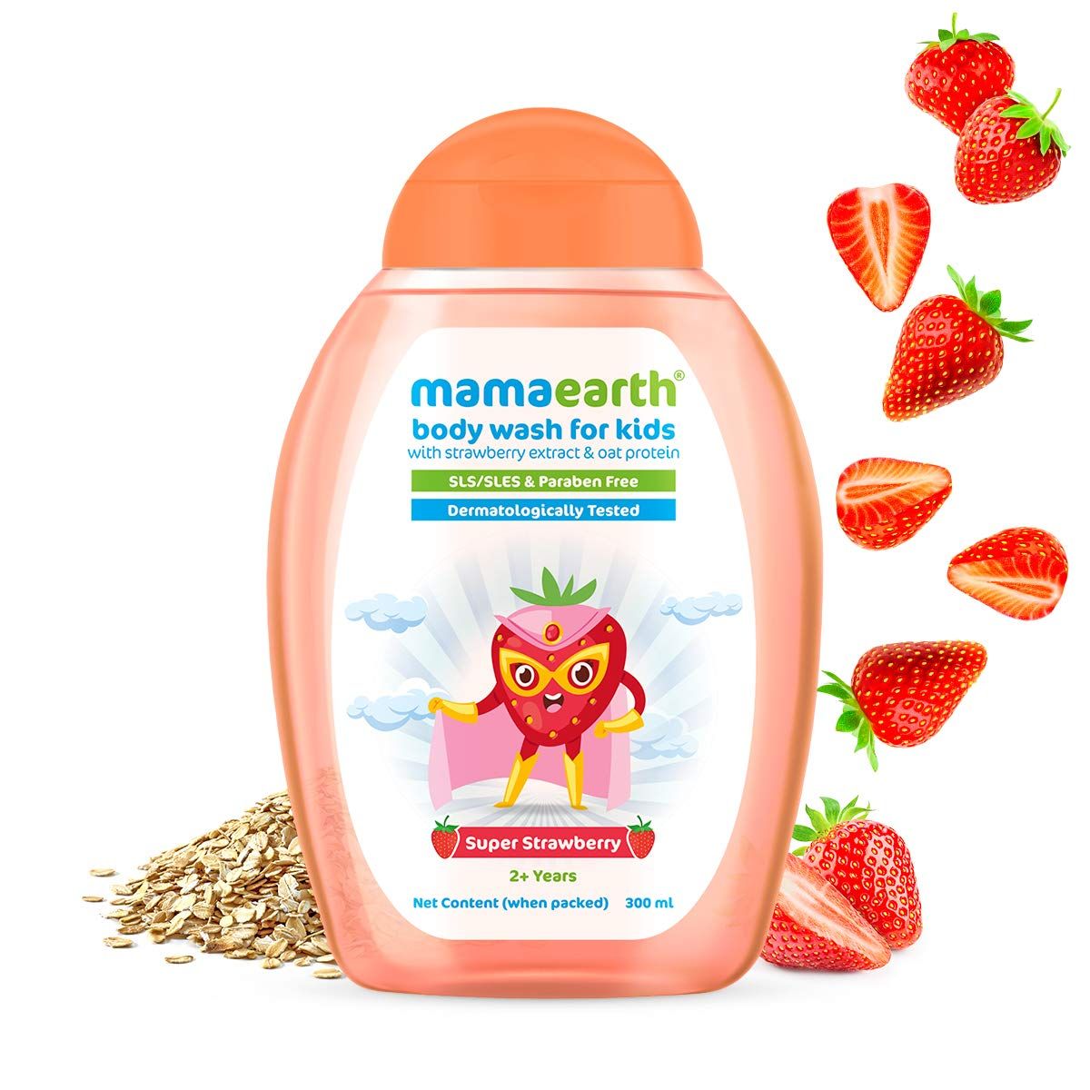 Buy Mamaearth Super Strawberry Body Wash Kids, 2+ Years, 300 ml Online