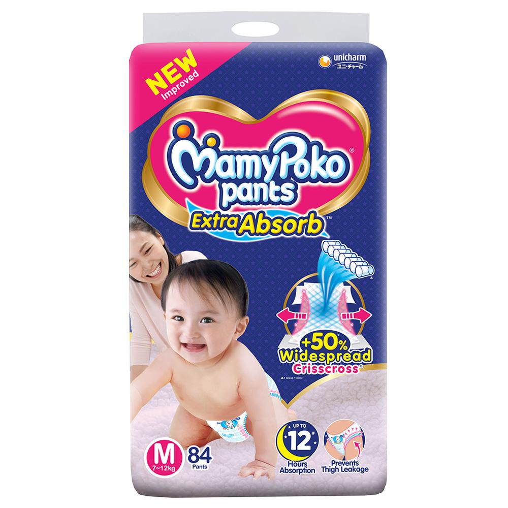 MamyPoko Extra Absorb Diaper Pants Medium, 84 Count, Pack of 1 