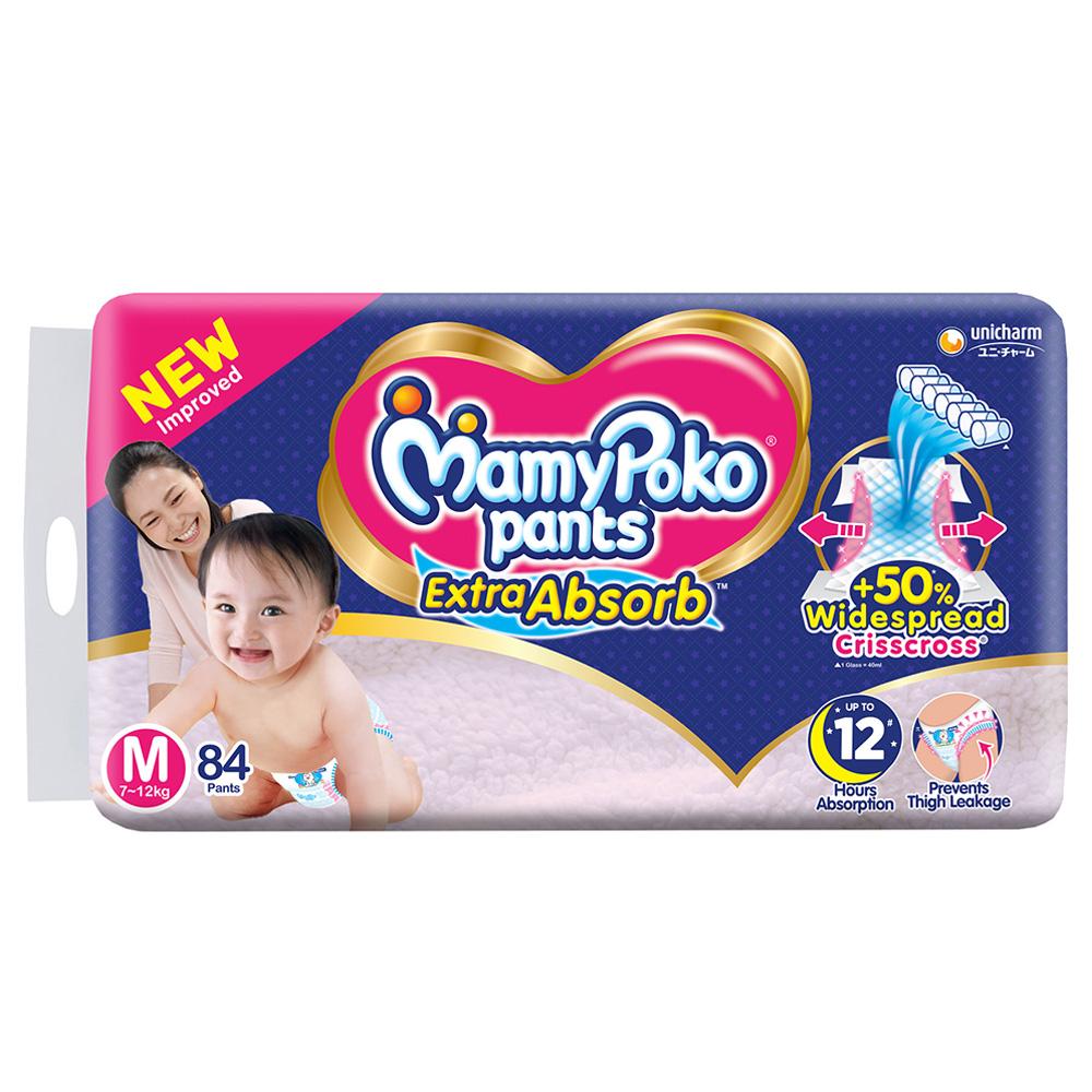 MamyPoko Extra Absorb Diaper Pants Medium, 84 Count, Pack of 1 