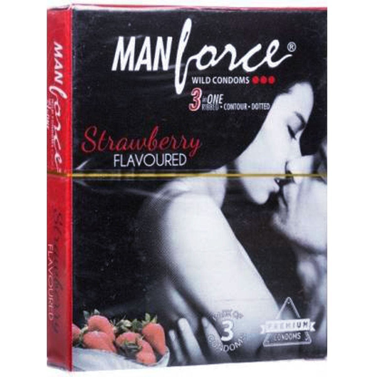 Buy Manforce Strawberry Flavoured Premium Condoms, 3 Count Online