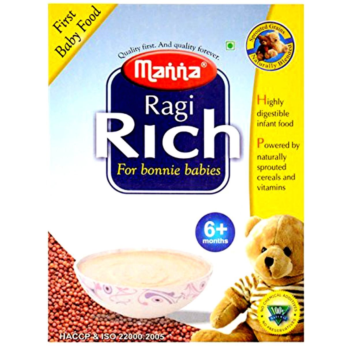 Manna Ragi Rich Fortified Baby Cereal 6+ Months, 200 gm Refill Pack