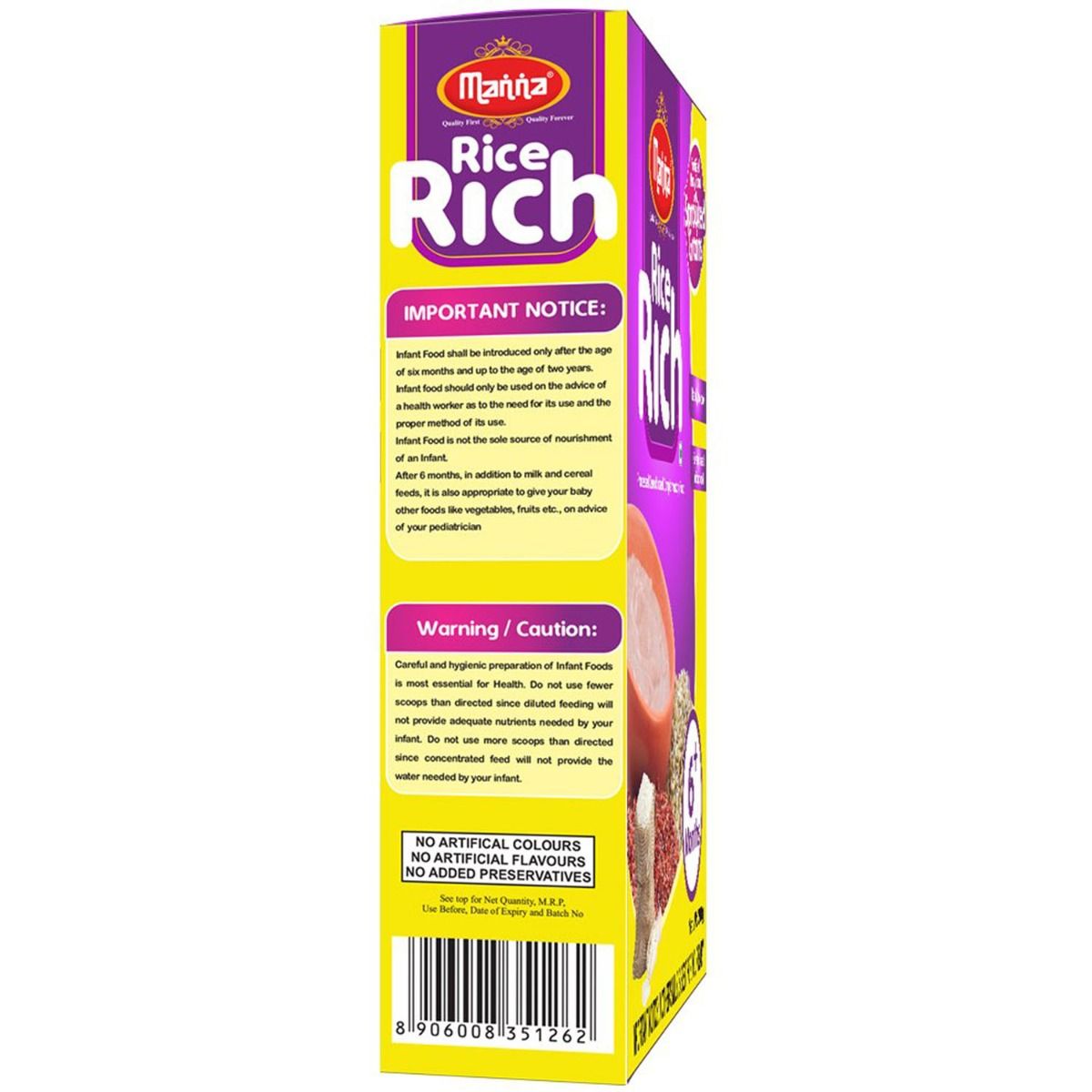 Manna Rice Rich Baby Cereal 6+Months, 200 gm Refill Pack, Pack of 1 