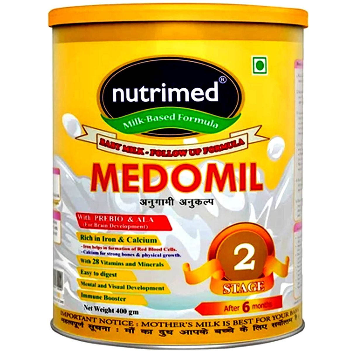 Medomil Infant Formula Stage 2, 400 gm Tin, Pack of 1 