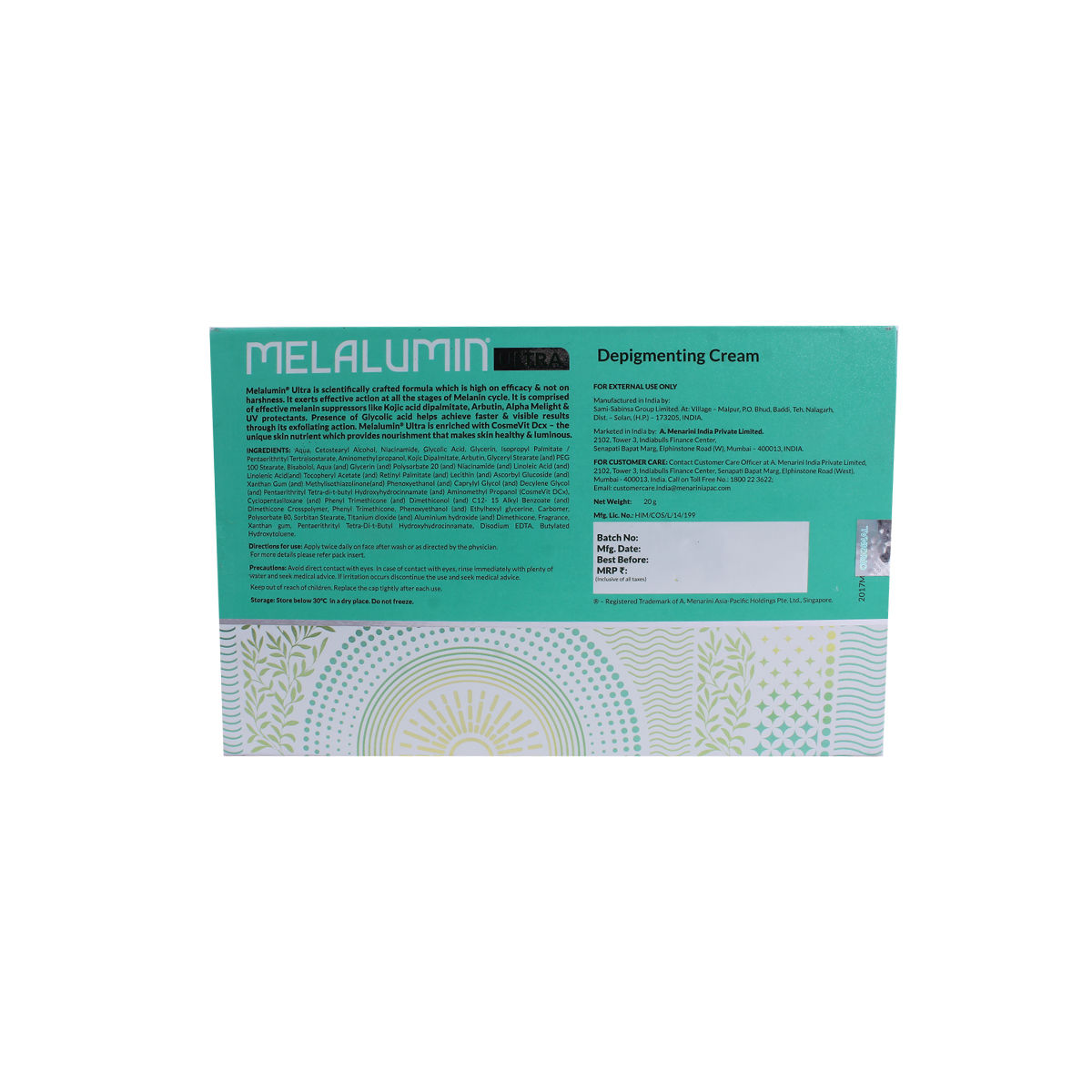 Melalumin Ultra Cream 20 gm, Pack of 1 