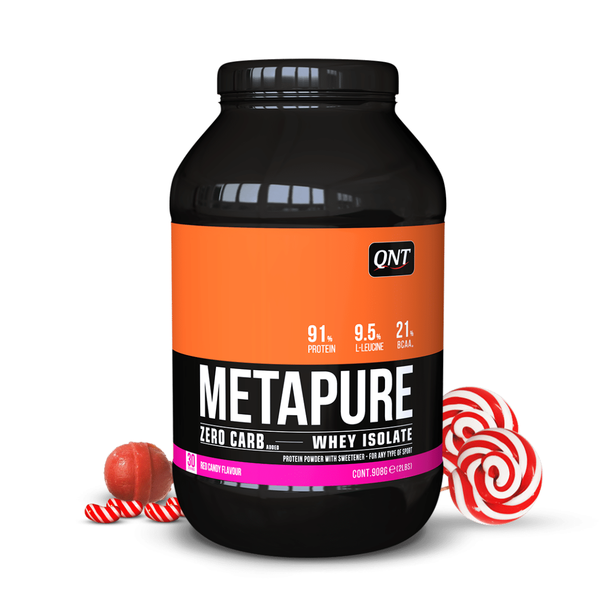 Buy QNT Metapure Zero Carb Whey Isolate Red Candy Flavour Powder, 908 gm Online