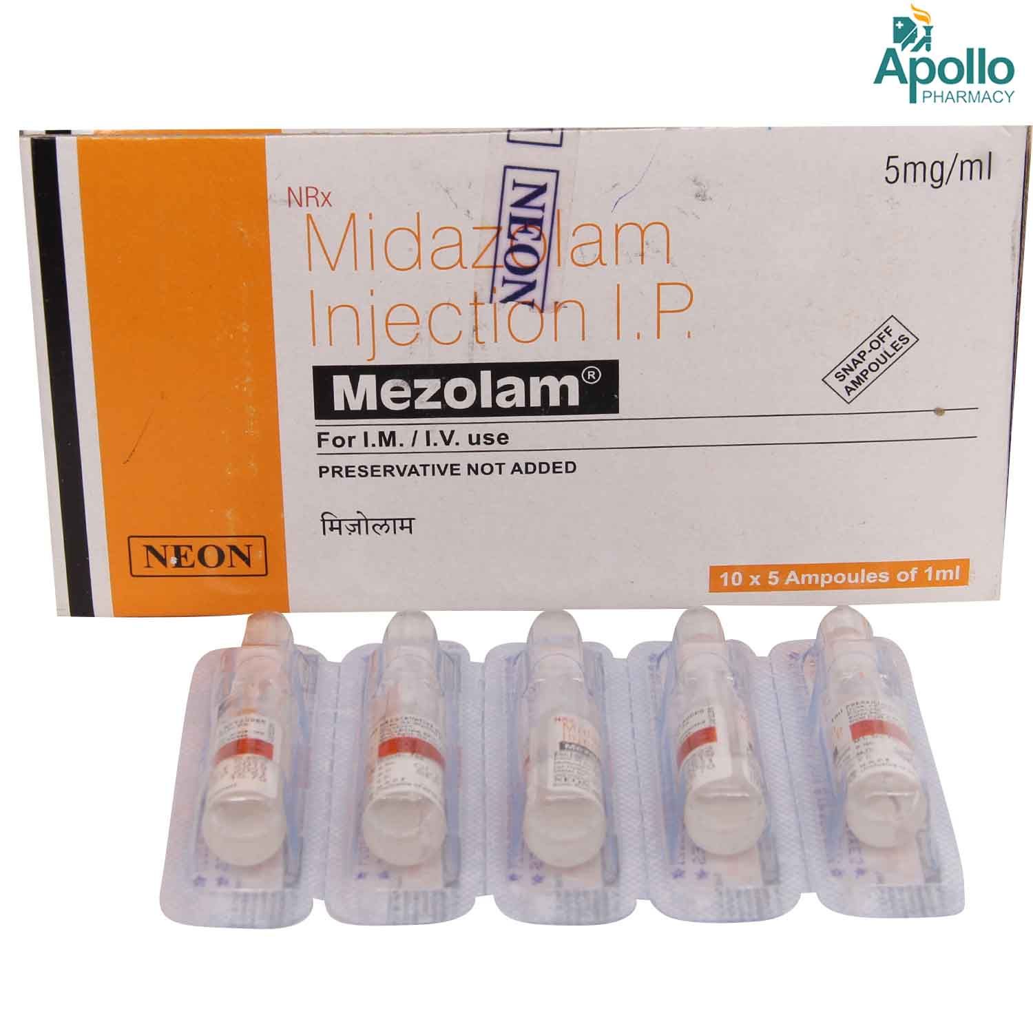 MEZOLAM 5MG INJECTION 1ML Price, Uses, Side Effects, Composition
