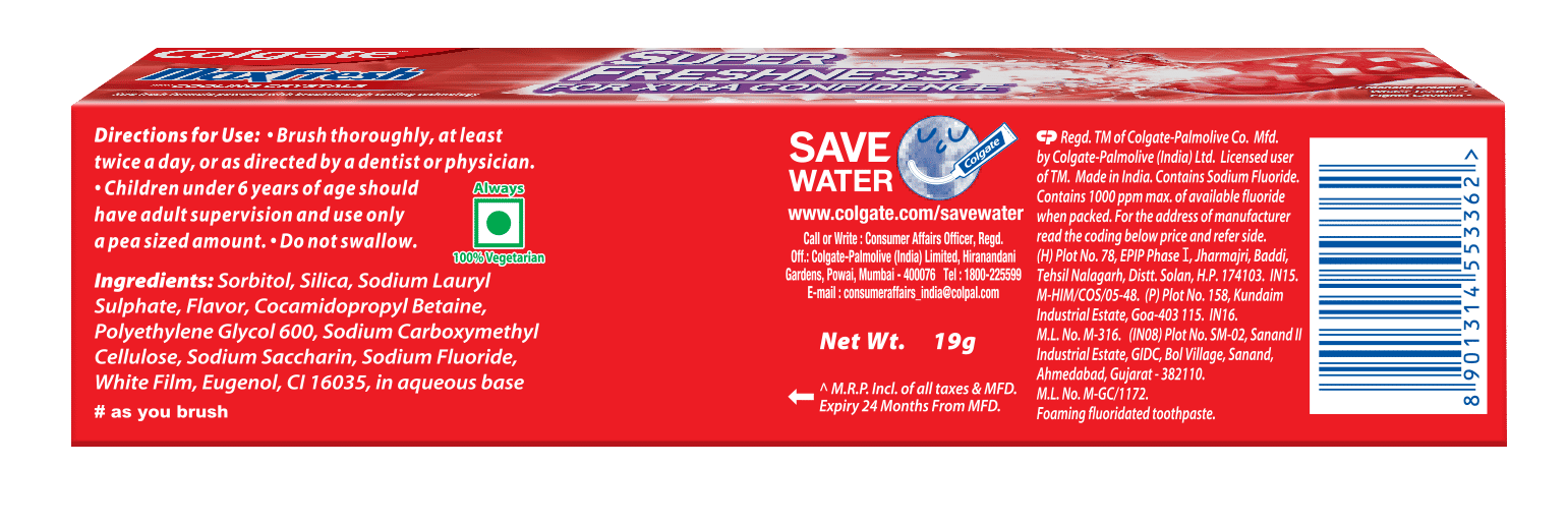 Colgate MaxFresh Red Toothpaste, 19 gm Price, Uses, Side Effects
