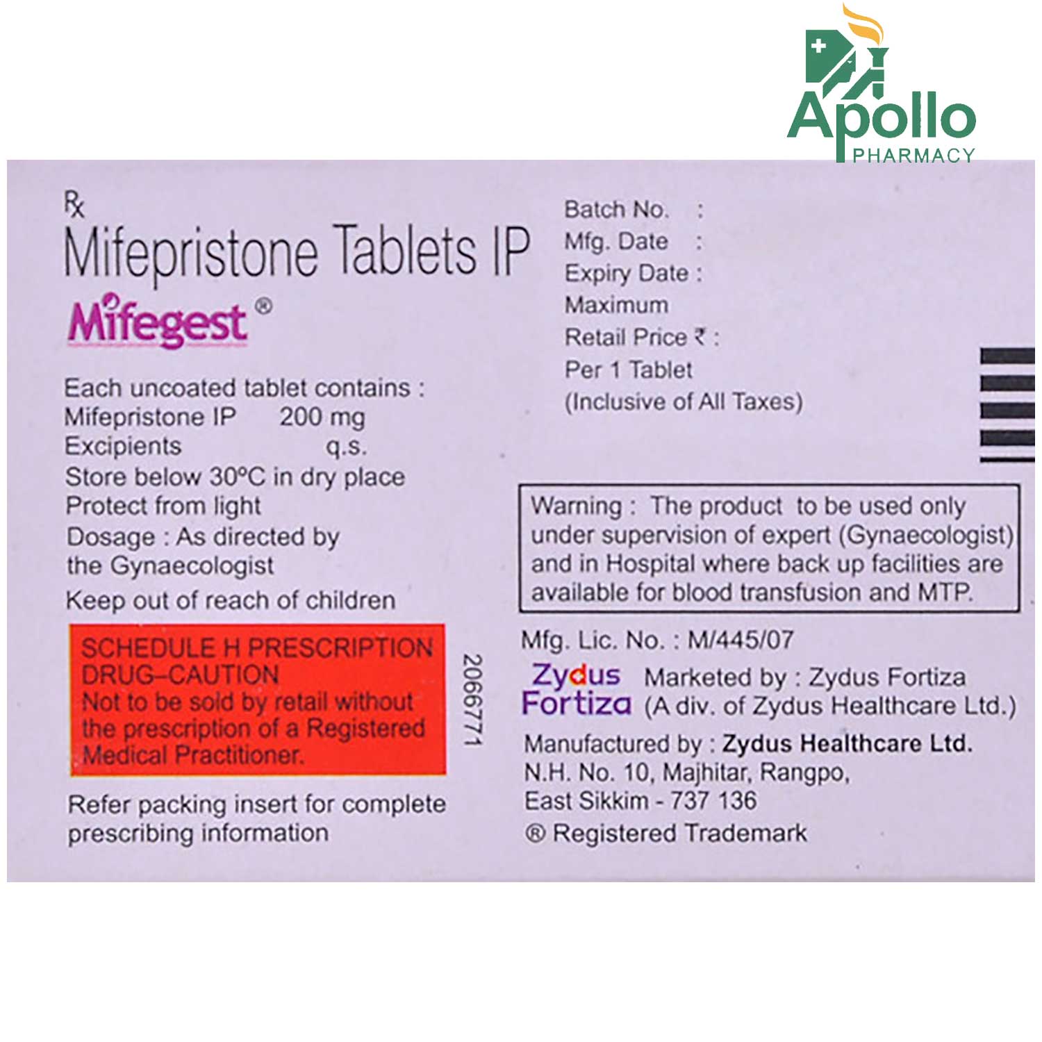 Mifegest Tablet 1's Price, Uses, Side Effects, Composition Apollo Pharmacy