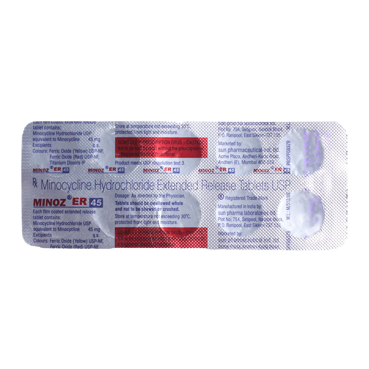 Minoz ER 45 Tablet 10's, Pack of 10 TabletS
