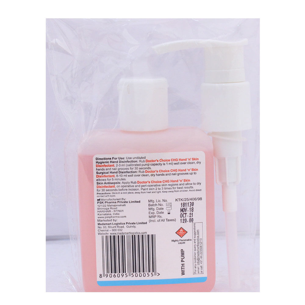 Doctor's Choice CHG Hand 'N' Skin Disinfectant Liquid, 100 ml, Pack of 1 