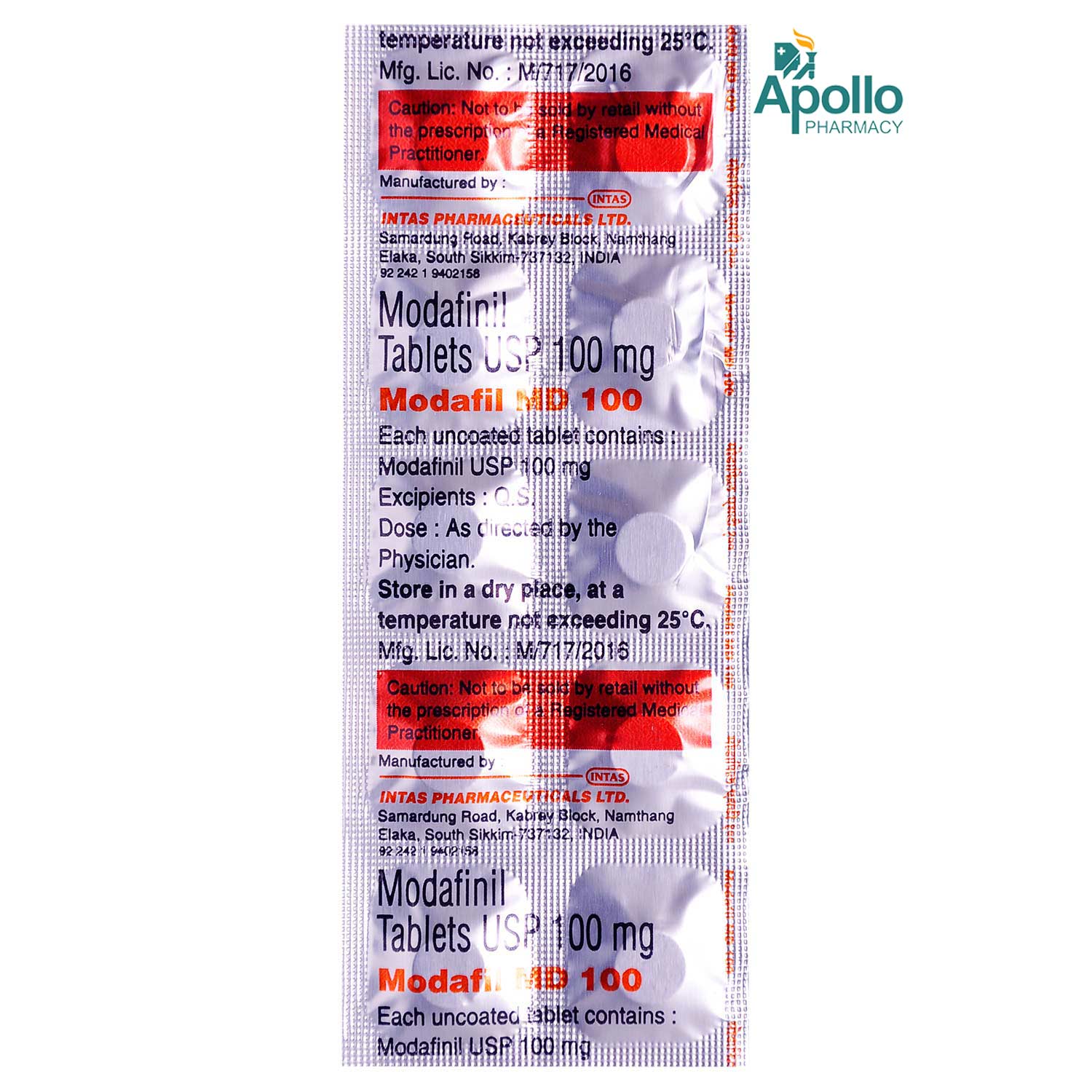 Modafil MD 100 Tablet 10's Price, Uses, Side Effects, Composition ...