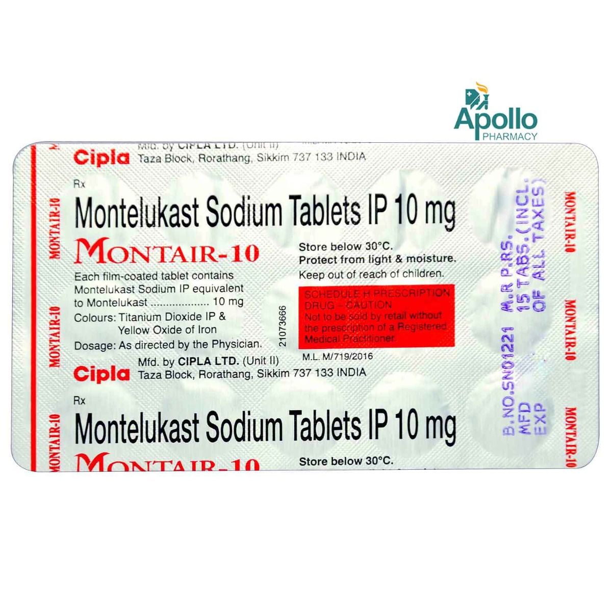 Montair-10 Tablet 15's, Pack of 15 TABLETS
