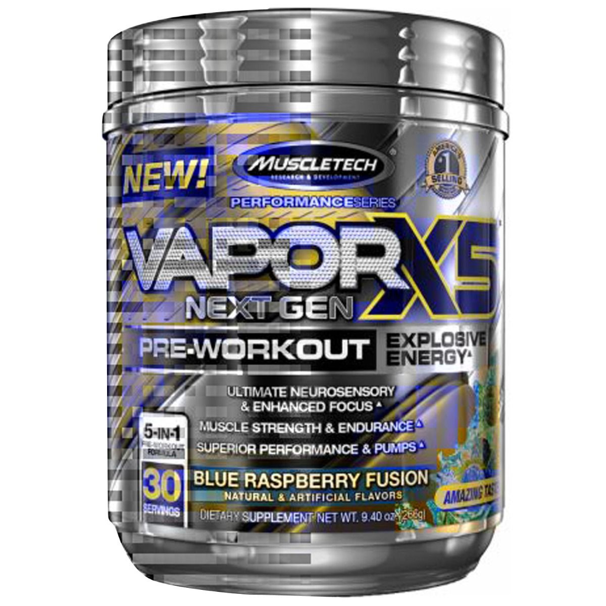 Buy Muscletech Performance Series Vaporx5 Next Gen Pre-workout Blue Raspberry Fusion Flavour Powder, 266 gm Online