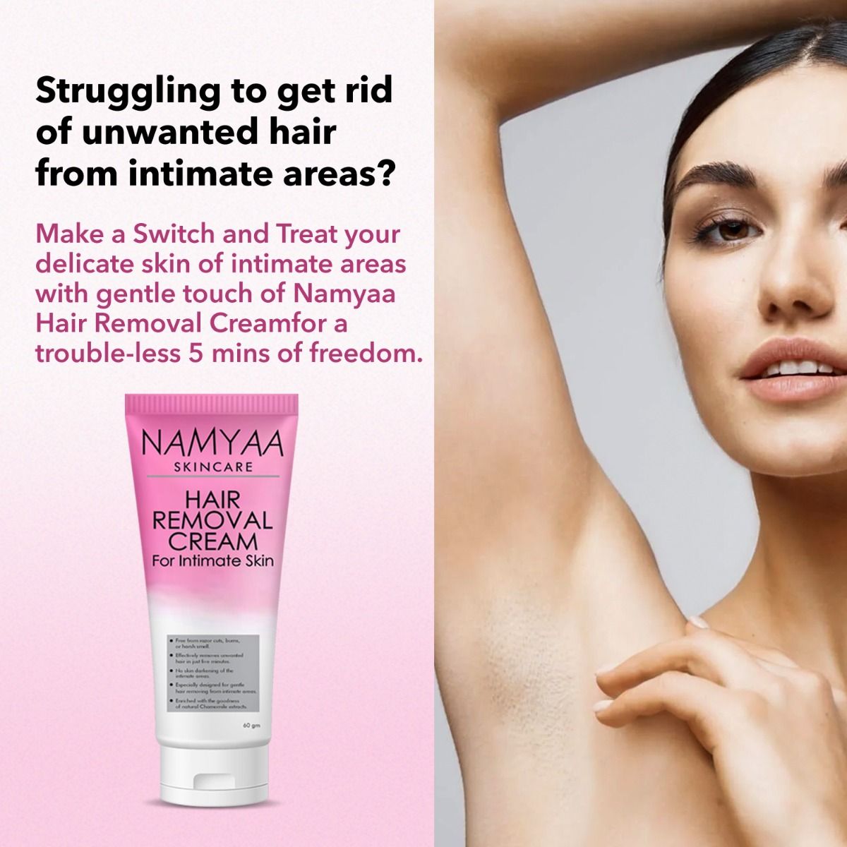 Namyaa Hair Removal Cream for Intimate Skin, 60 gm Price, Uses, Side