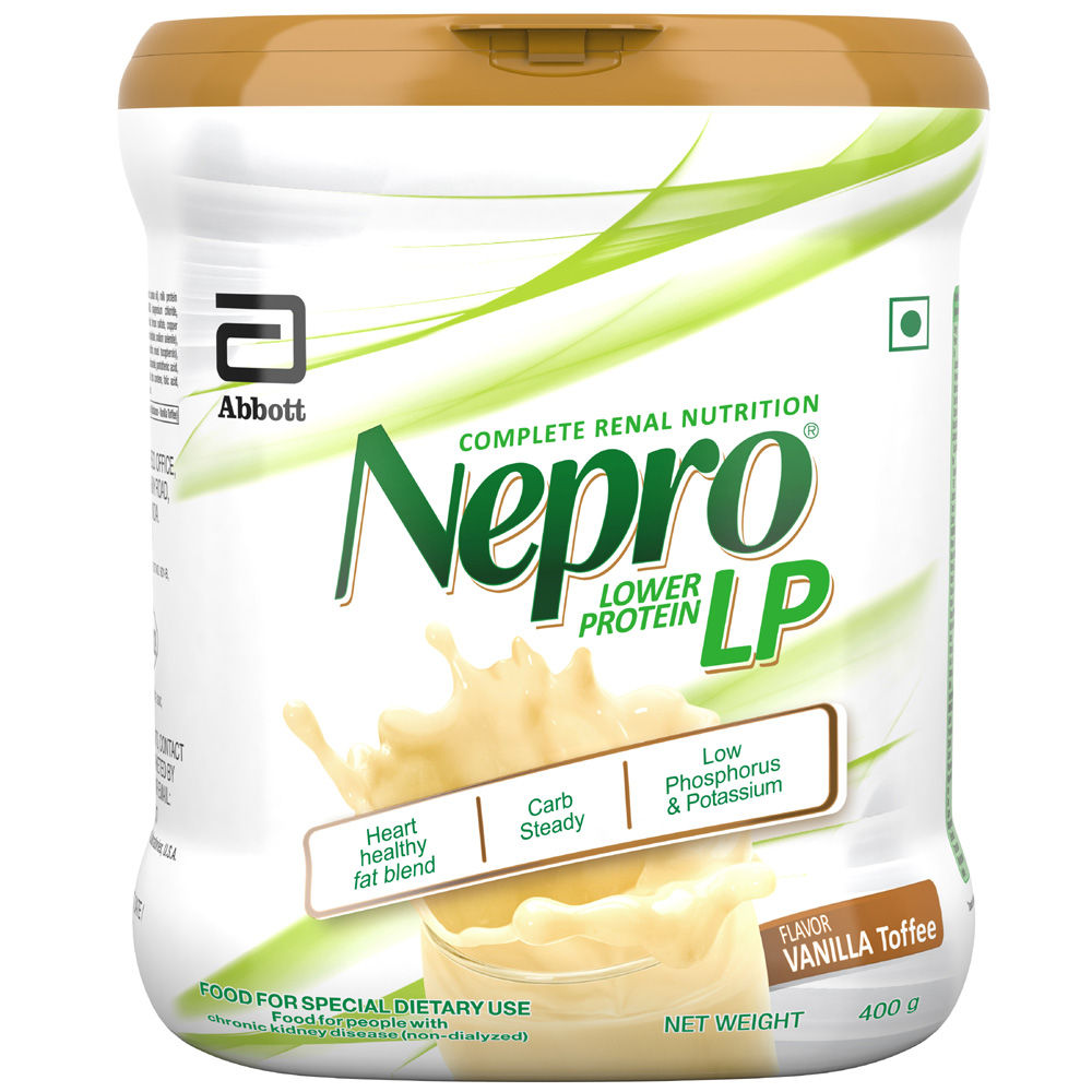 Nepro Lower Protein Vanilla Toffee Flavoured Powder For Renal Care, 400 gm Jar, Pack of 1 