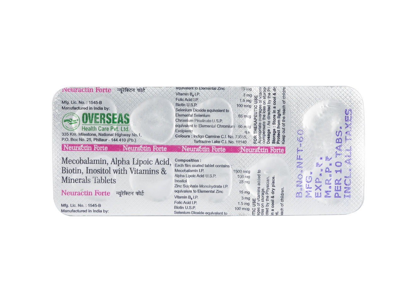 Neuractin Forte Tablet 10's Price, Uses, Side Effects, Composition ...