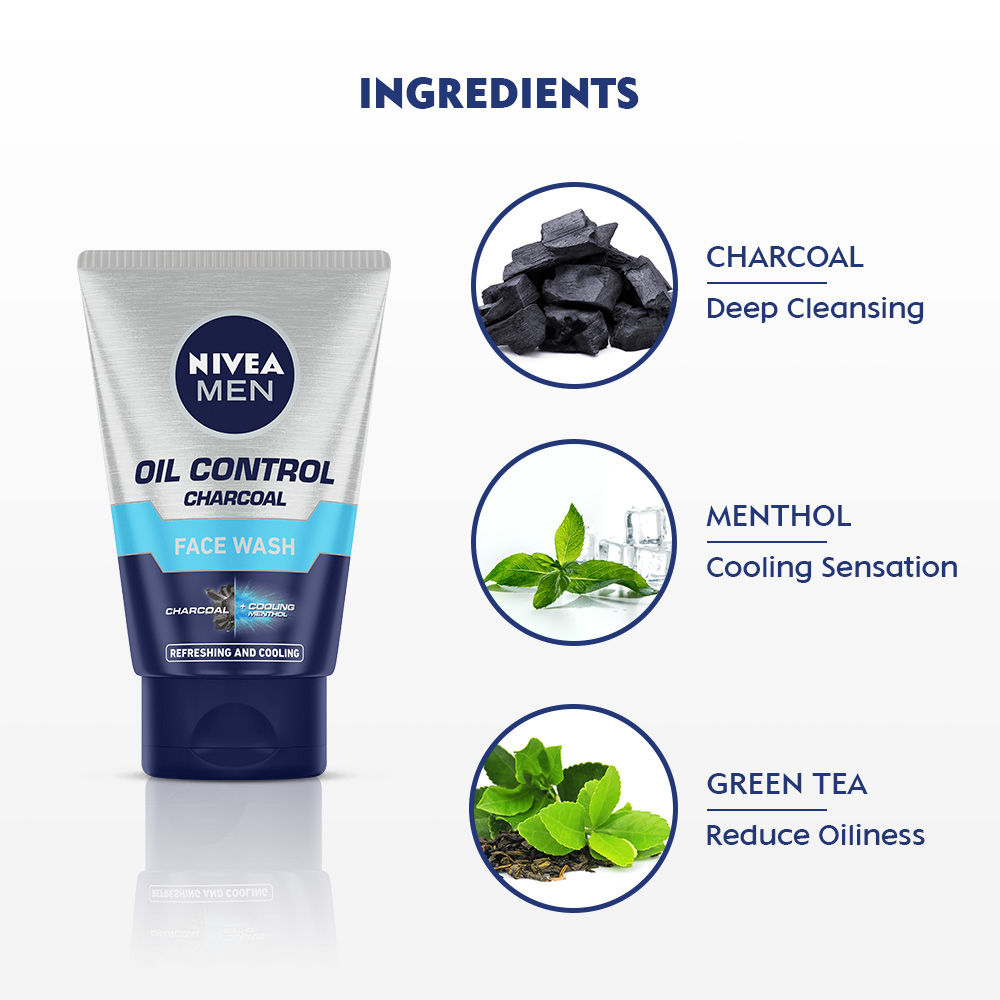Nivea Men Oil Control Charcoal Face Wash, 50 gm, Pack of 1 