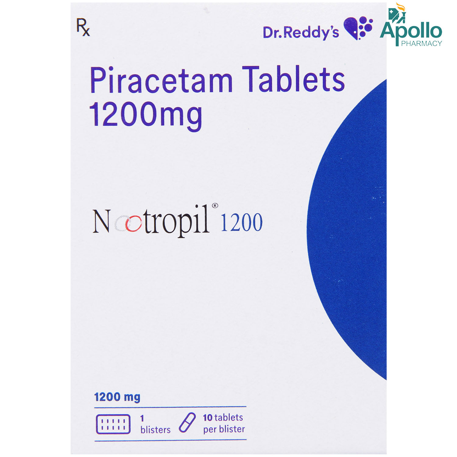 Nootropil 1200 Tablet 10's, Pack of 10 TABLETS