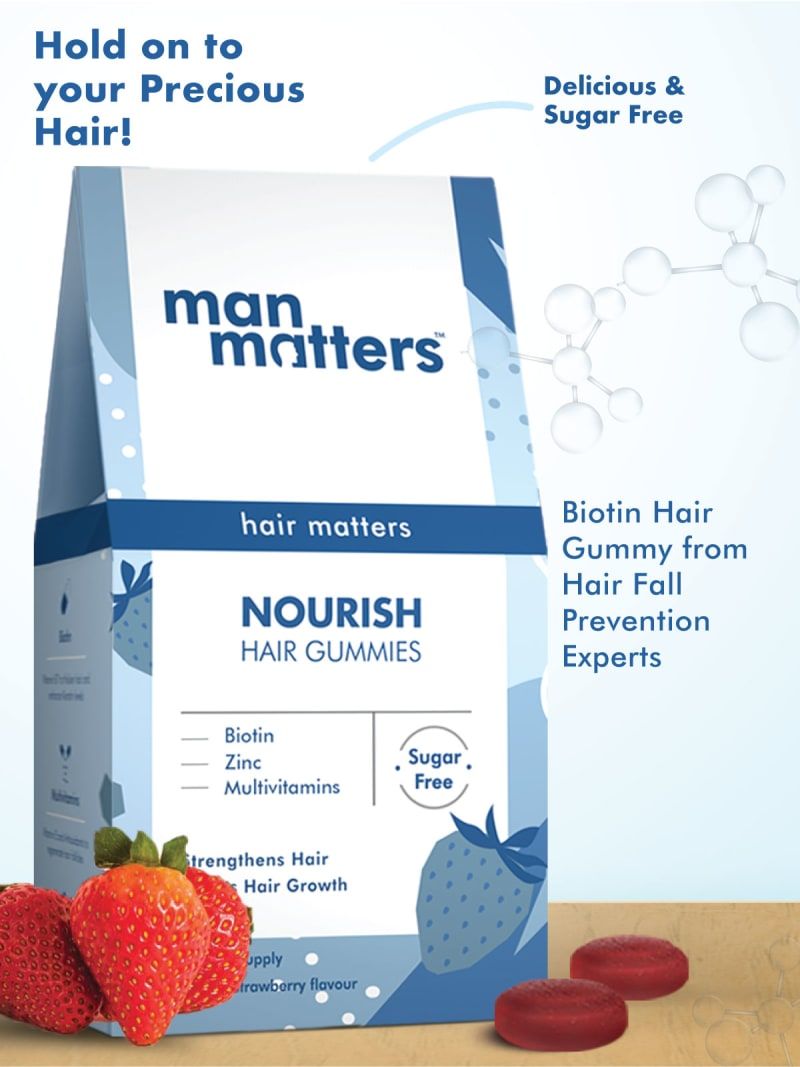 Man Matters Nourish Hair Gummies, 30 Count Price, Uses, Side Effects,  Composition - Apollo Pharmacy