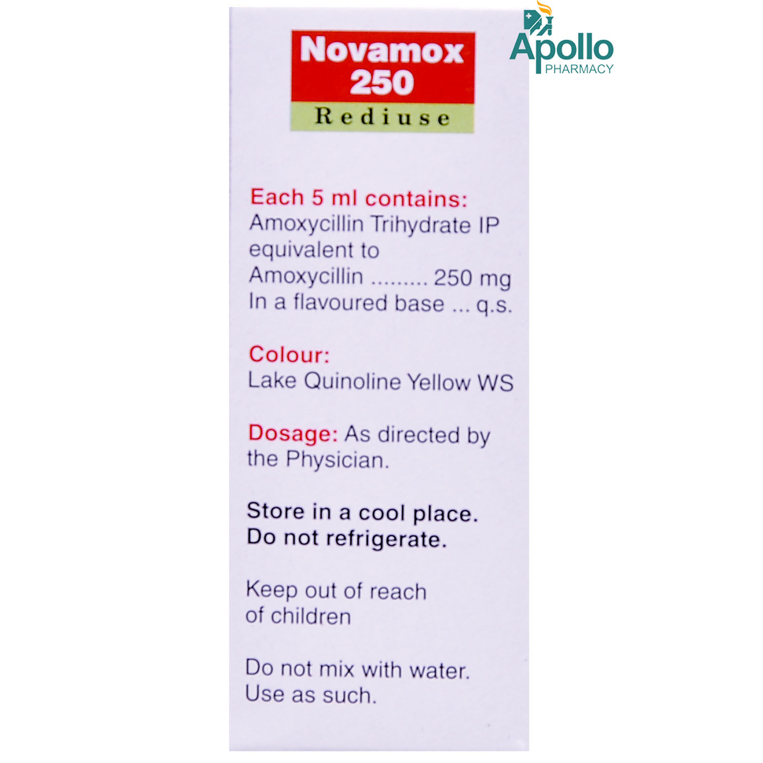 NOVAMOX 250MG REDIUSE 30ML, Pack of 1 LIQUID