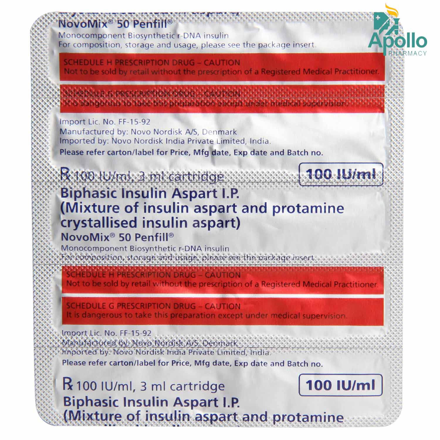 Novomix 50 100IU/ml Penfill 3ml Price, Uses, Side Effects, Composition ...