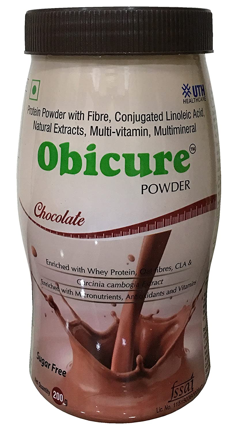 Obicure Sugar Free Chocolate Flavoured Powder, 200 gm Jar, Pack of 1 