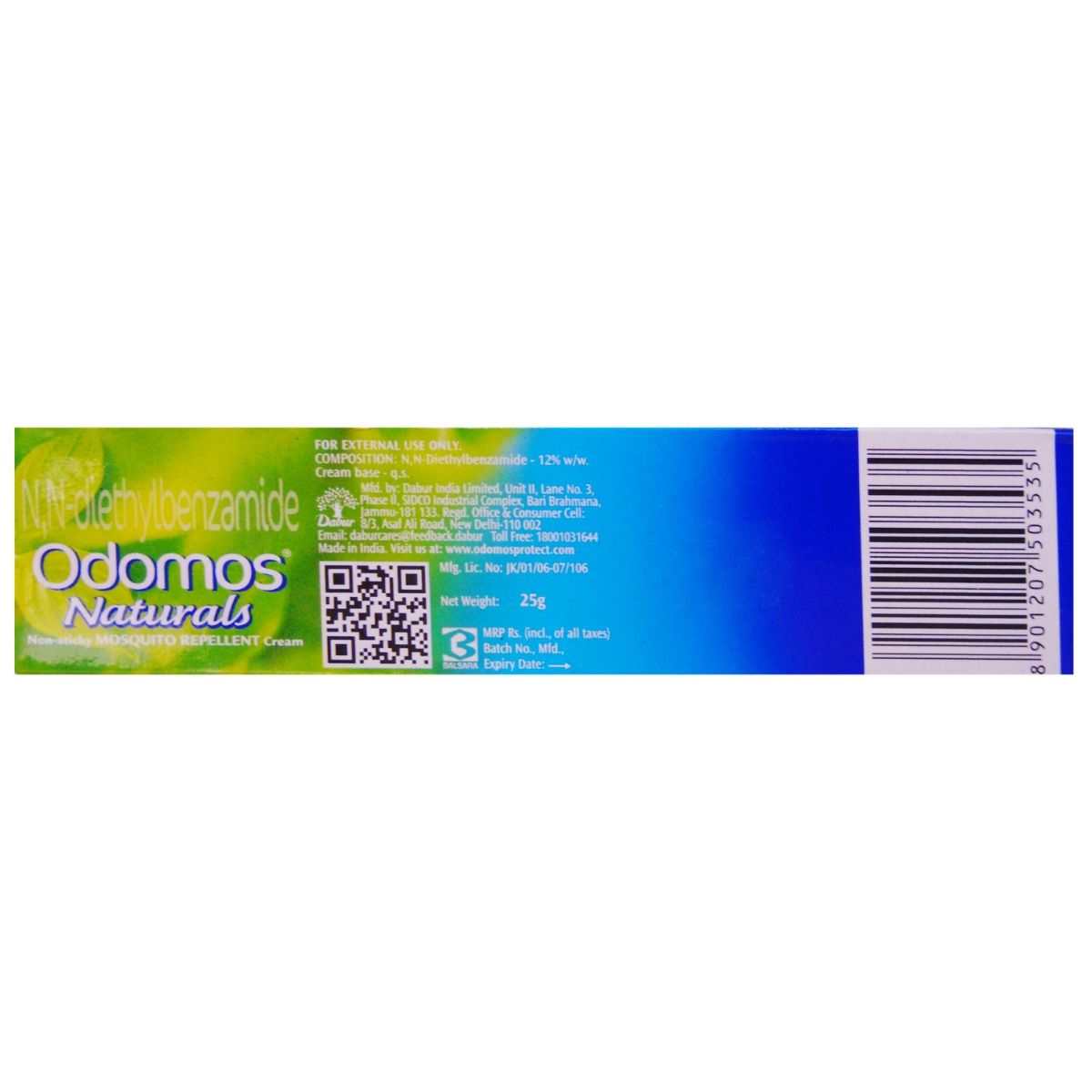 Odomos Naturals Mosquito Repellent Cream, 25 gm , Pack of 1 