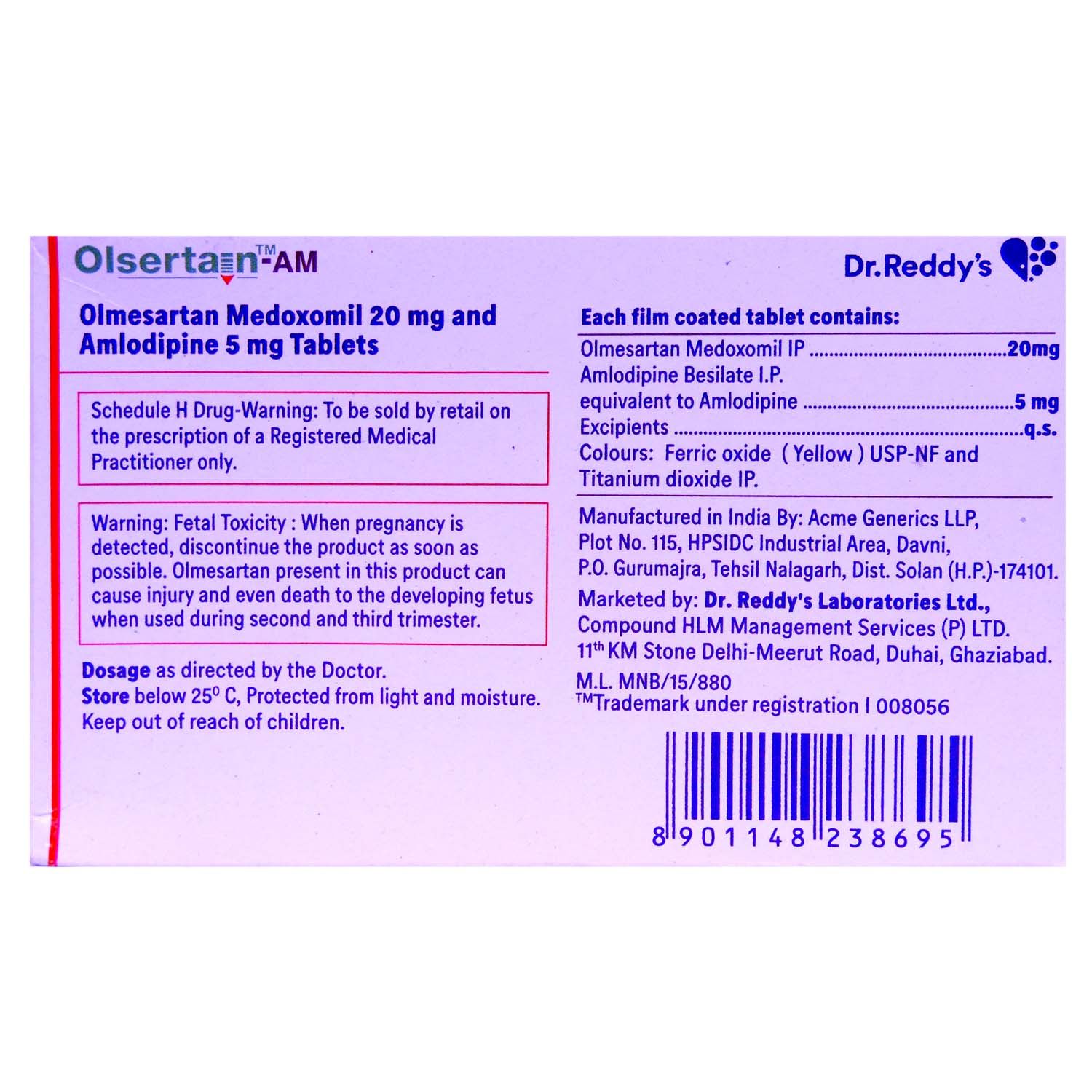 Olsertain-AM Tablet 15's Price, Uses, Side Effects, Composition ...