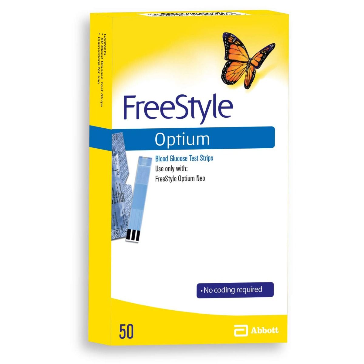 FreeStyle Optium Blood Glucose Test Strips, 50 Count, Pack of 1 
