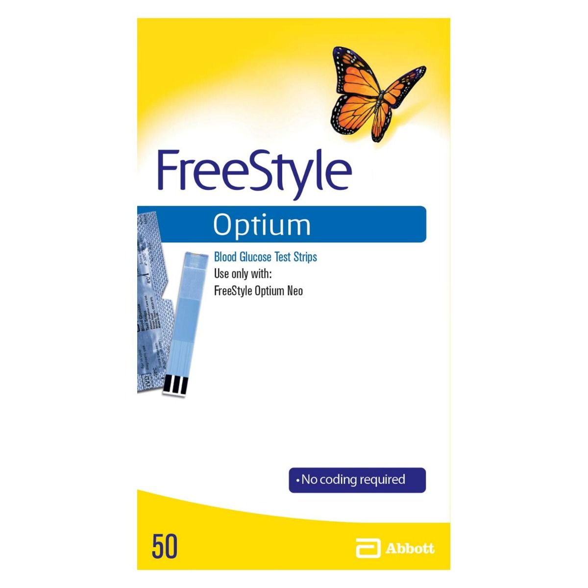 Freestyle Optium Blood Glucose Test Strips, 50 Count, Pack of 1 
